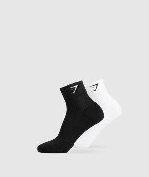 SHARKHEAD EMBROIDERED QUARTER SOCKS 2PK