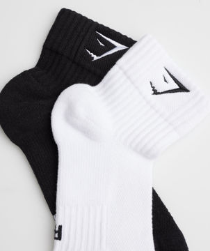 SHARKHEAD EMBROIDERED QUARTER SOCKS 2PK