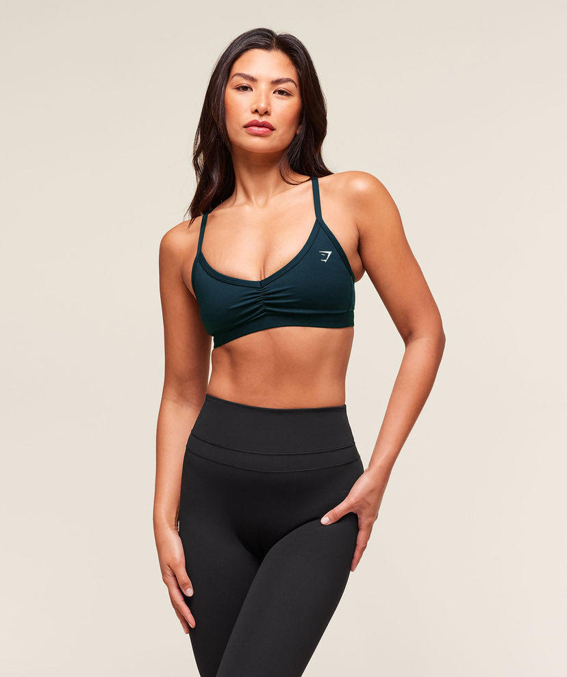 RUCHED STRAPPY SPORTS BRA