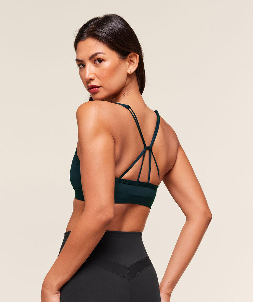 RUCHED STRAPPY SPORTS BRA