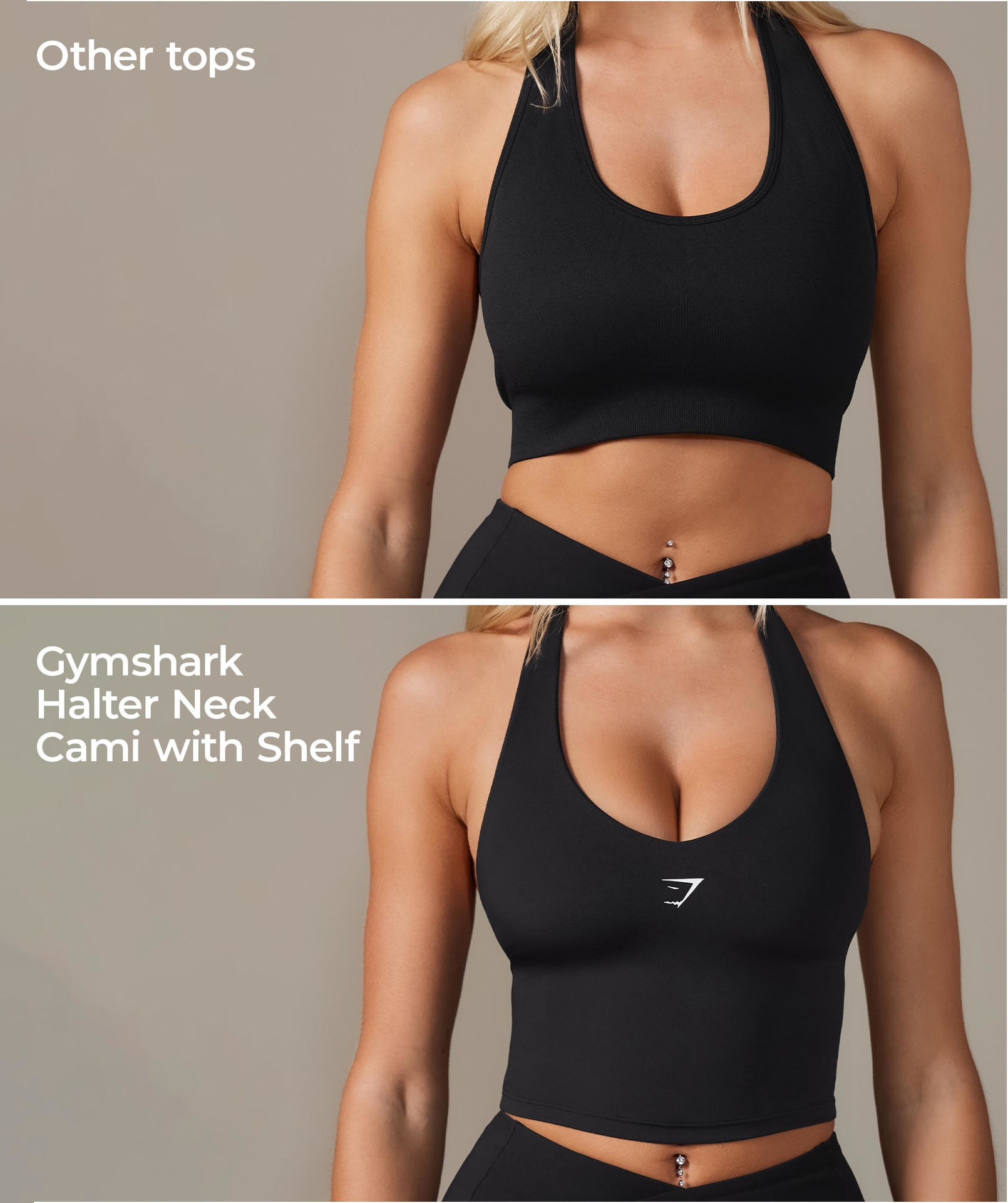HALTER NECK CAMI WITH SHELF