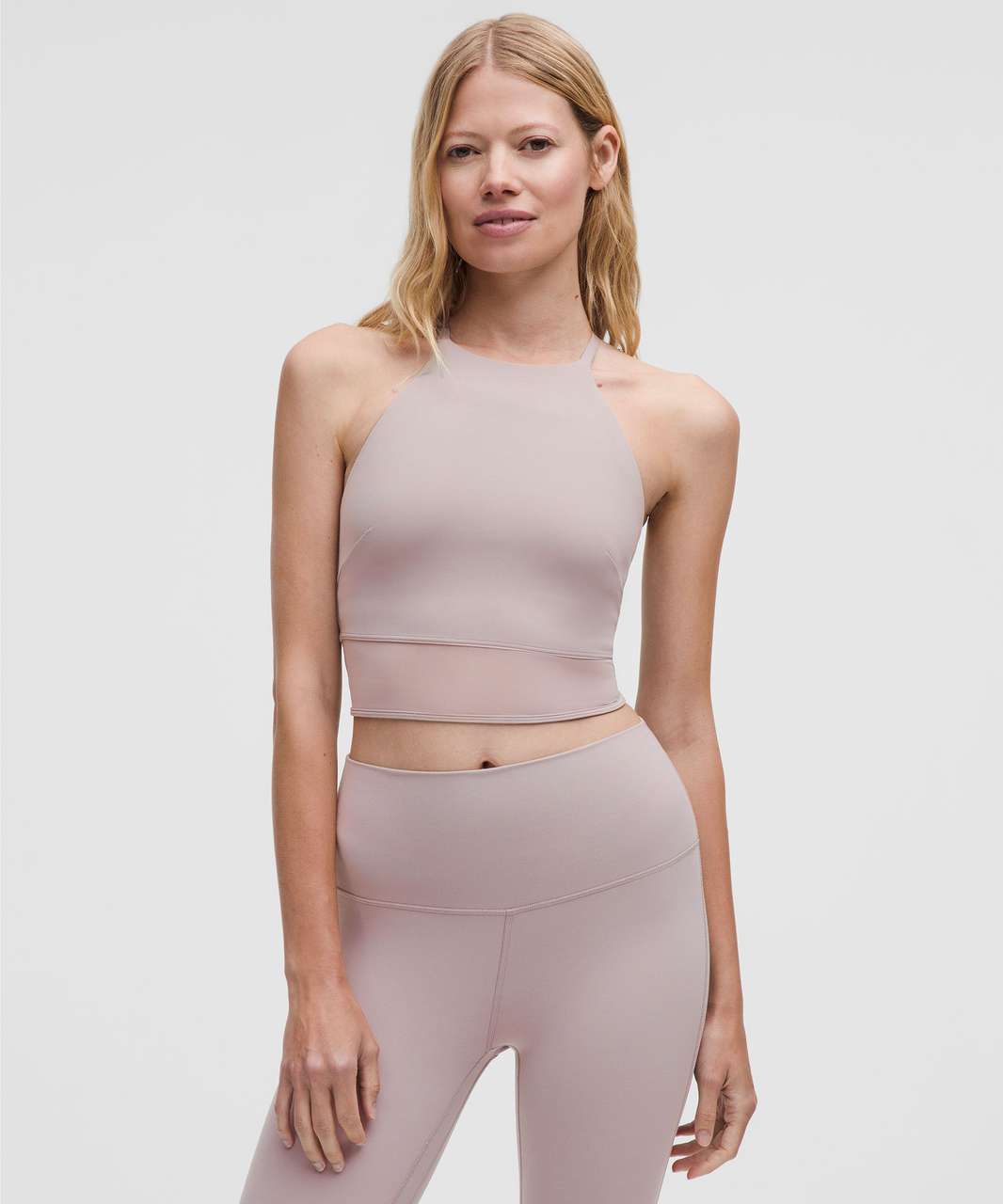 Nulu High-Neck Mesh-Hem Tank Top Light Support, B/C Cup