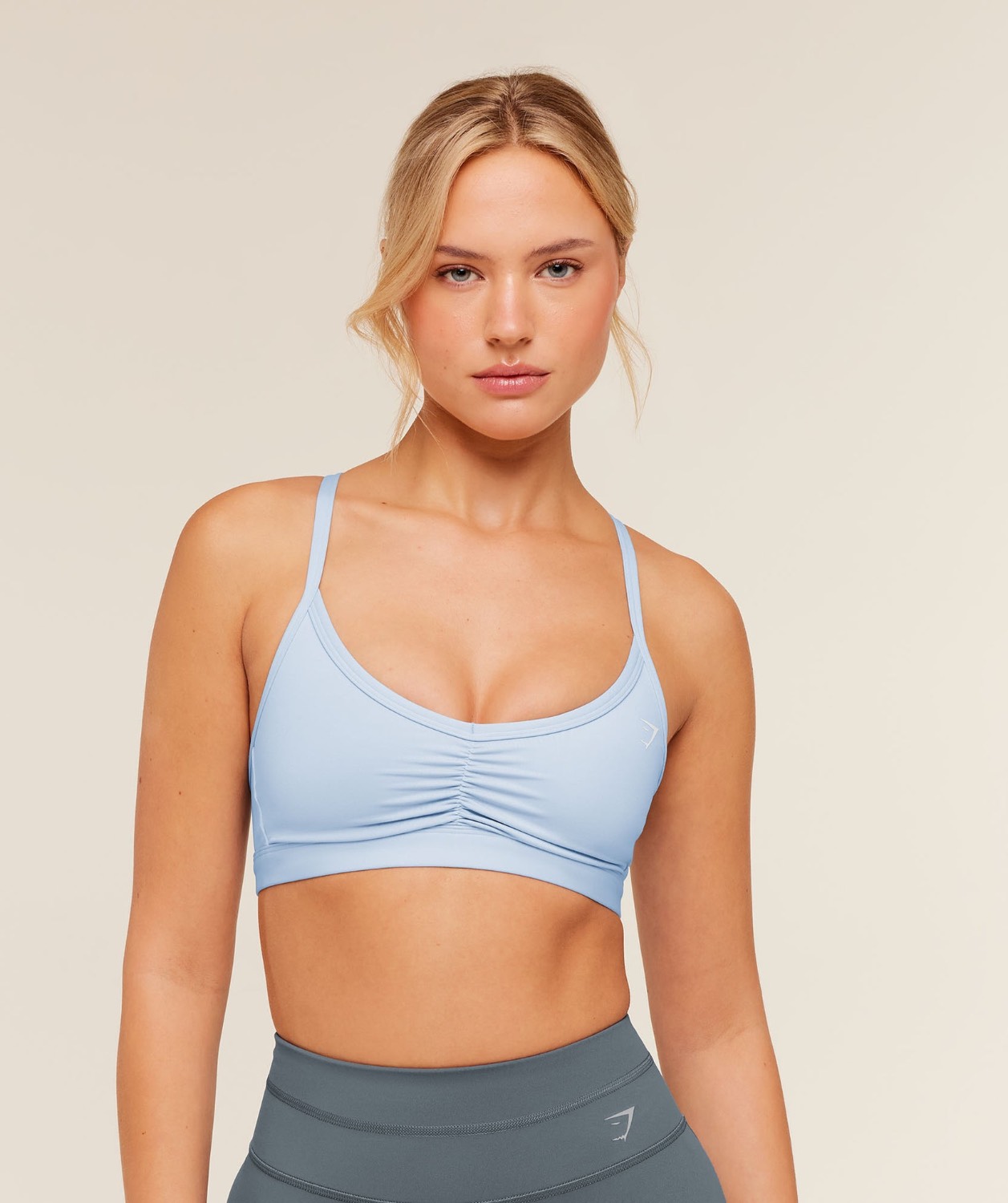 RUCHED STRAPPY SPORTS BRA